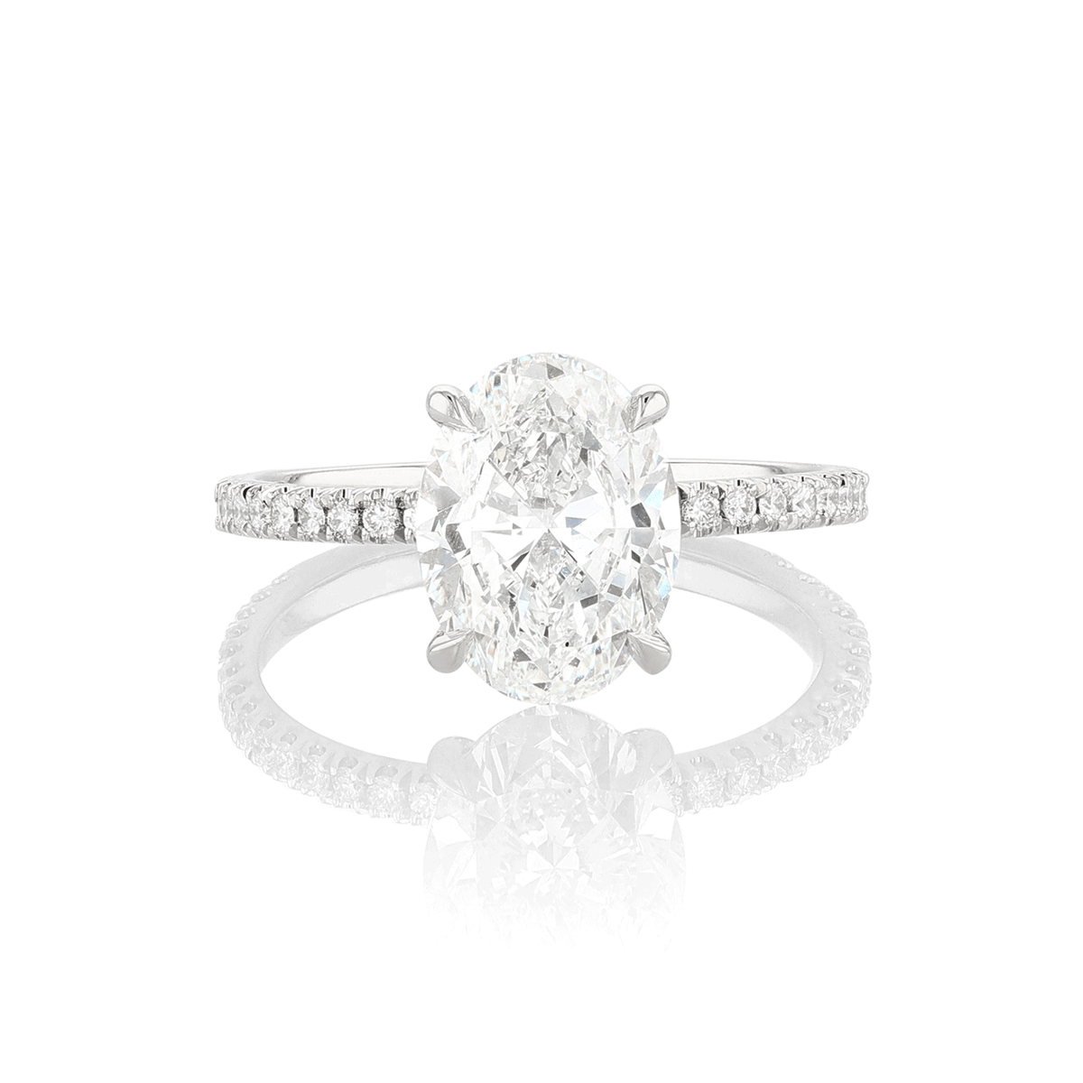 Platinum and 2.60 Total Weight Oval Shape Solitaire Diamond Ring