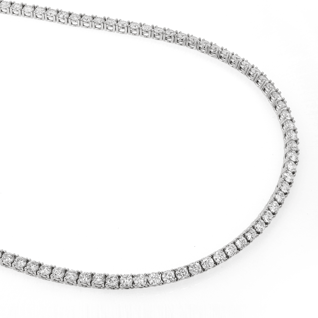Hamilton Line Collection 18k White Gold and 13.86 Total Weight Natural Diamond Line 17 Inch Necklace