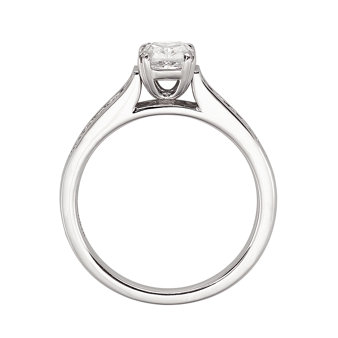 Hamilton Cherish Collection 18k White Gold and 1.00 Total Weight Cushion Cut Diamond Channel Engagement Ring