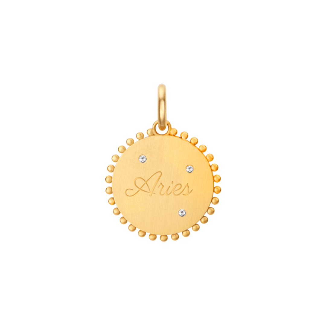 Rondel Jewelry 18k Yellow Gold Diamond Aries Zodiac Charm