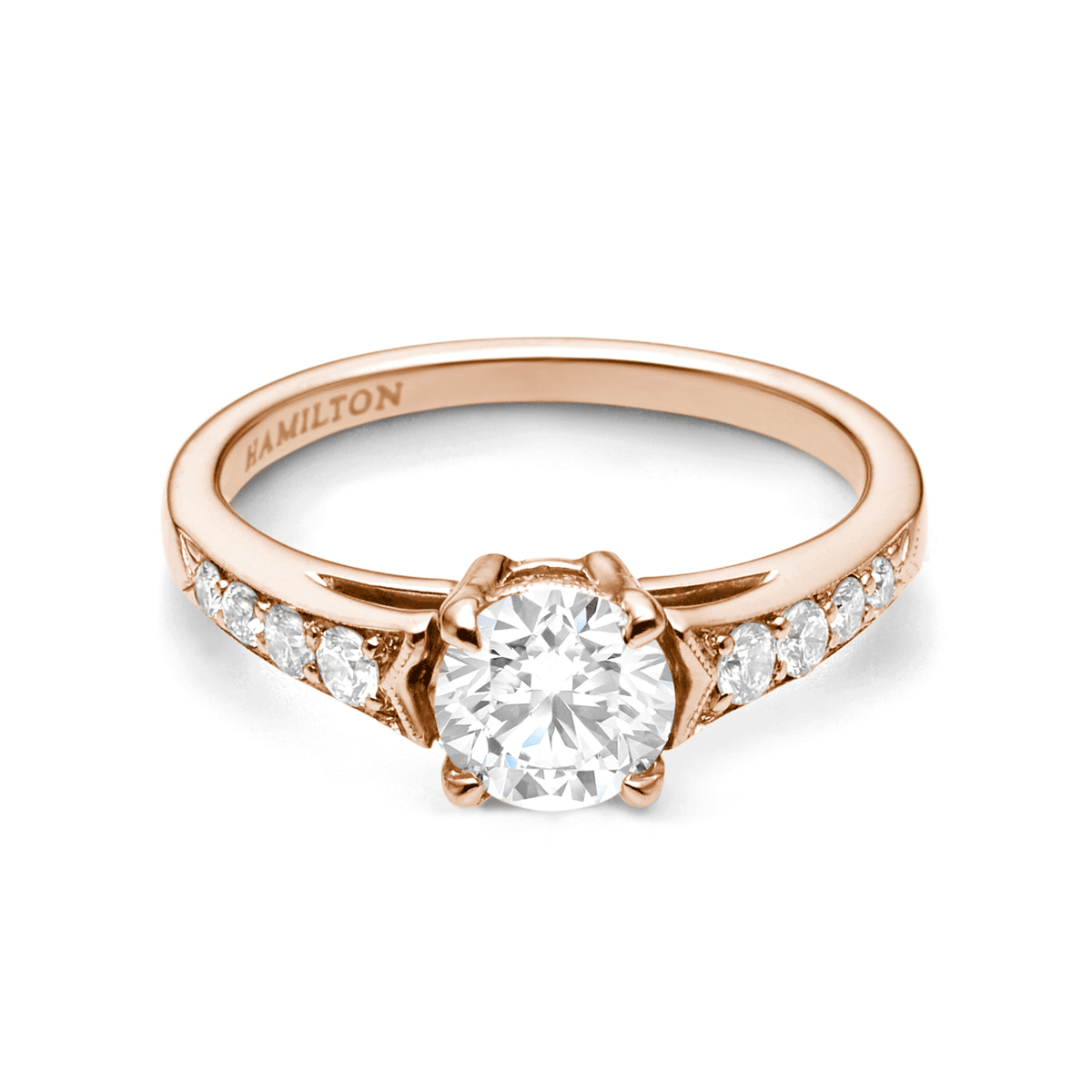 Hamilton 1912 Collection 18k Rose Gold and 0.25 Total Weight  Diamond Engagement Mounting Ring