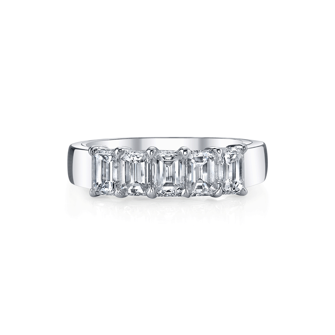 Platinum and Emerald Cut Diamond 3.53 Total Weight Band