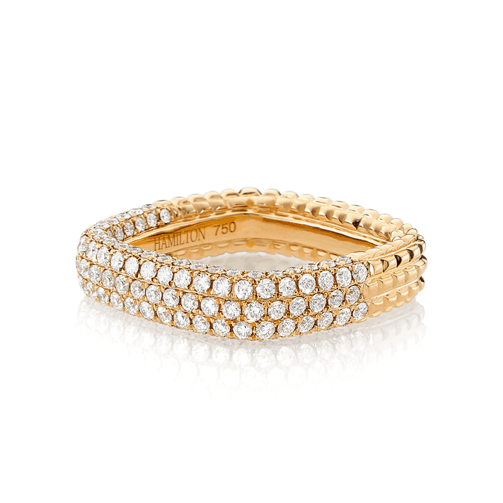 Mercer Three Row 18k Yellow Gold and Diamond 1.28 Total Weight Ring