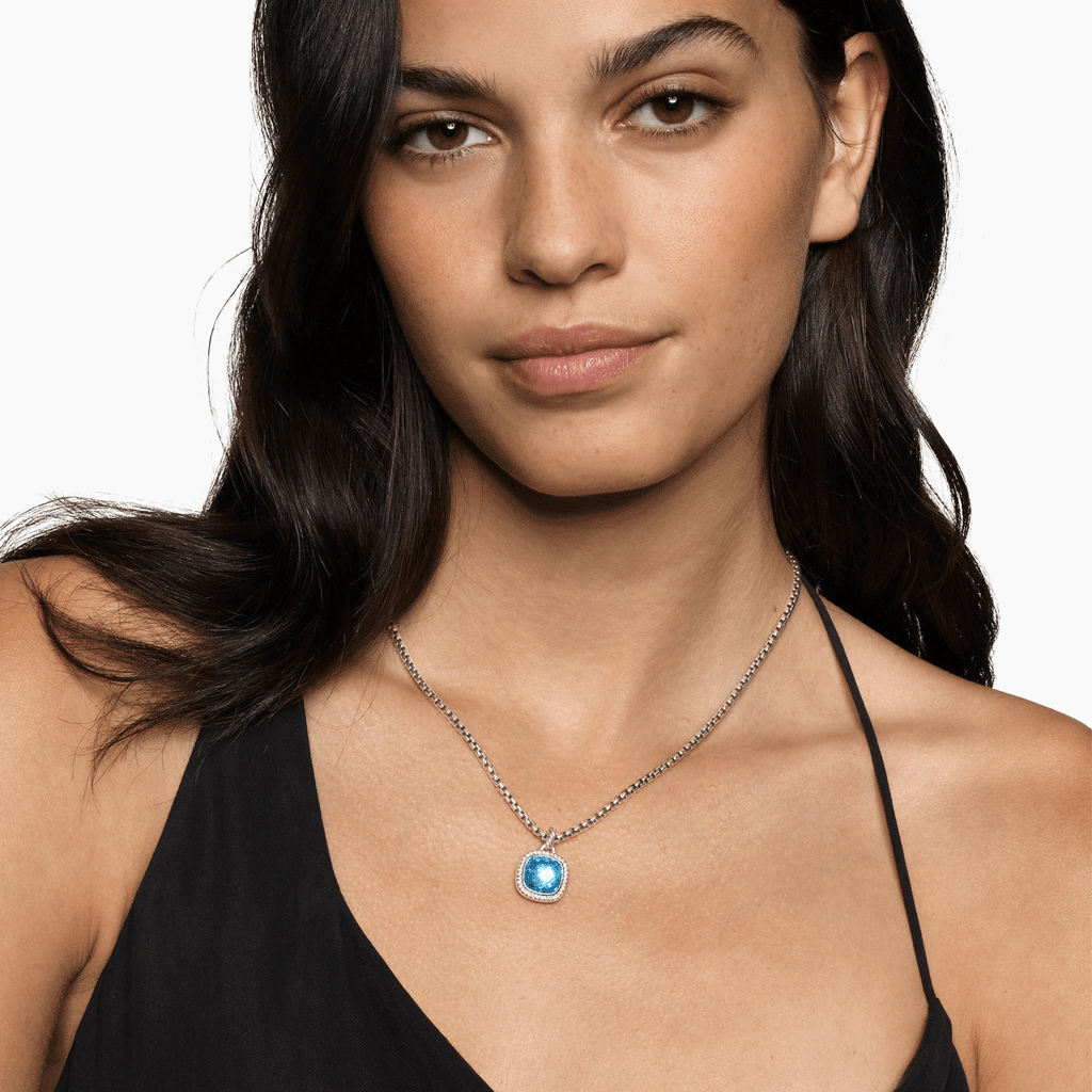 David Yurman Albion® Pendant Sterling Silver with Blue Topaz and Diamonds, 11mm