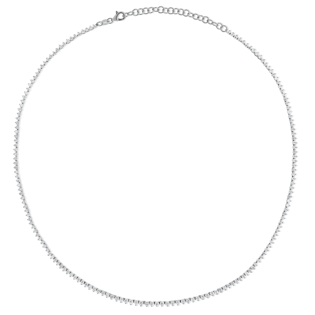 14k White Gold and Diamond  4.74 Total Weight Line Necklace