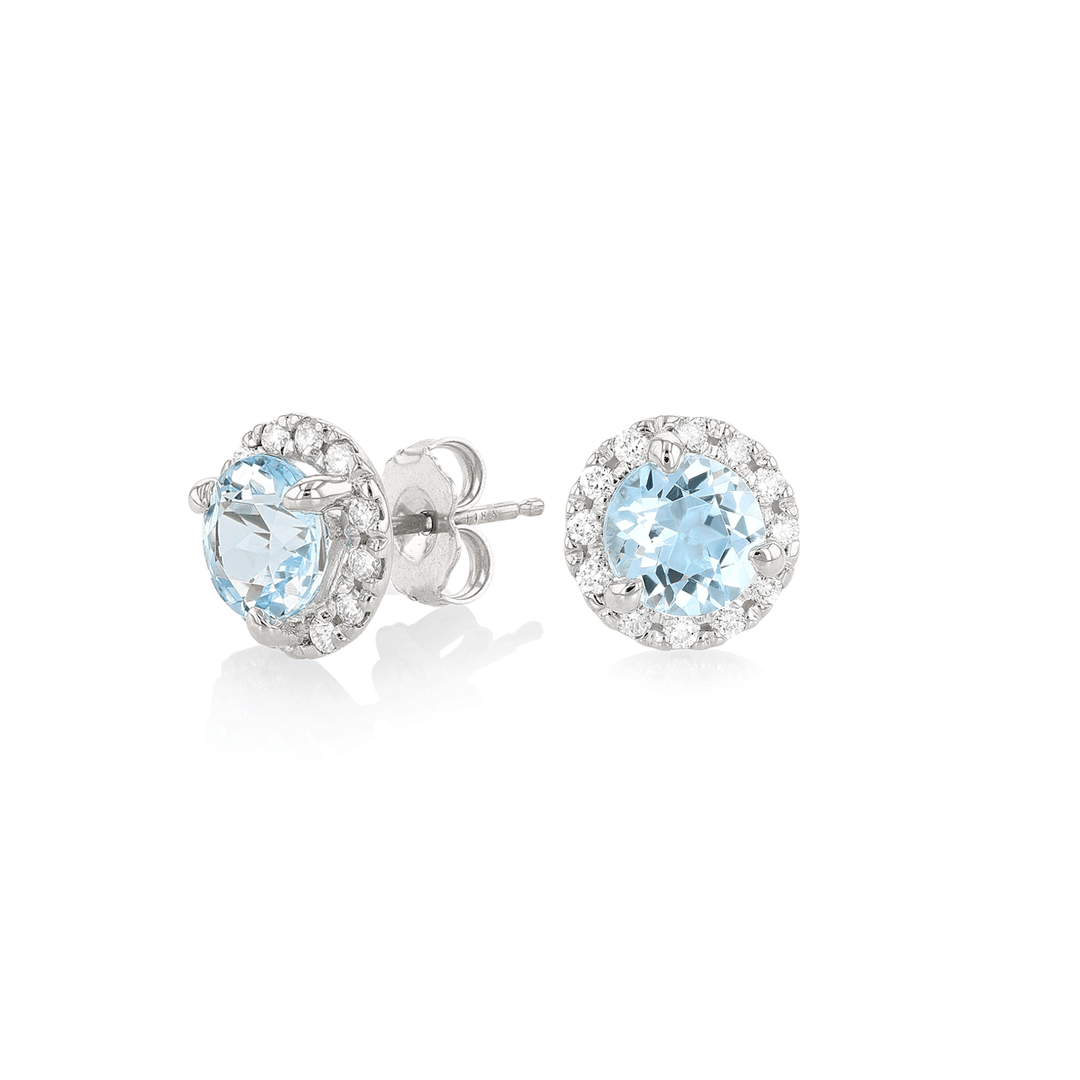 Hamilton Lisette Collection 18k White Gold and 2.60 Total Weight Blue Topaz Diamond Studs