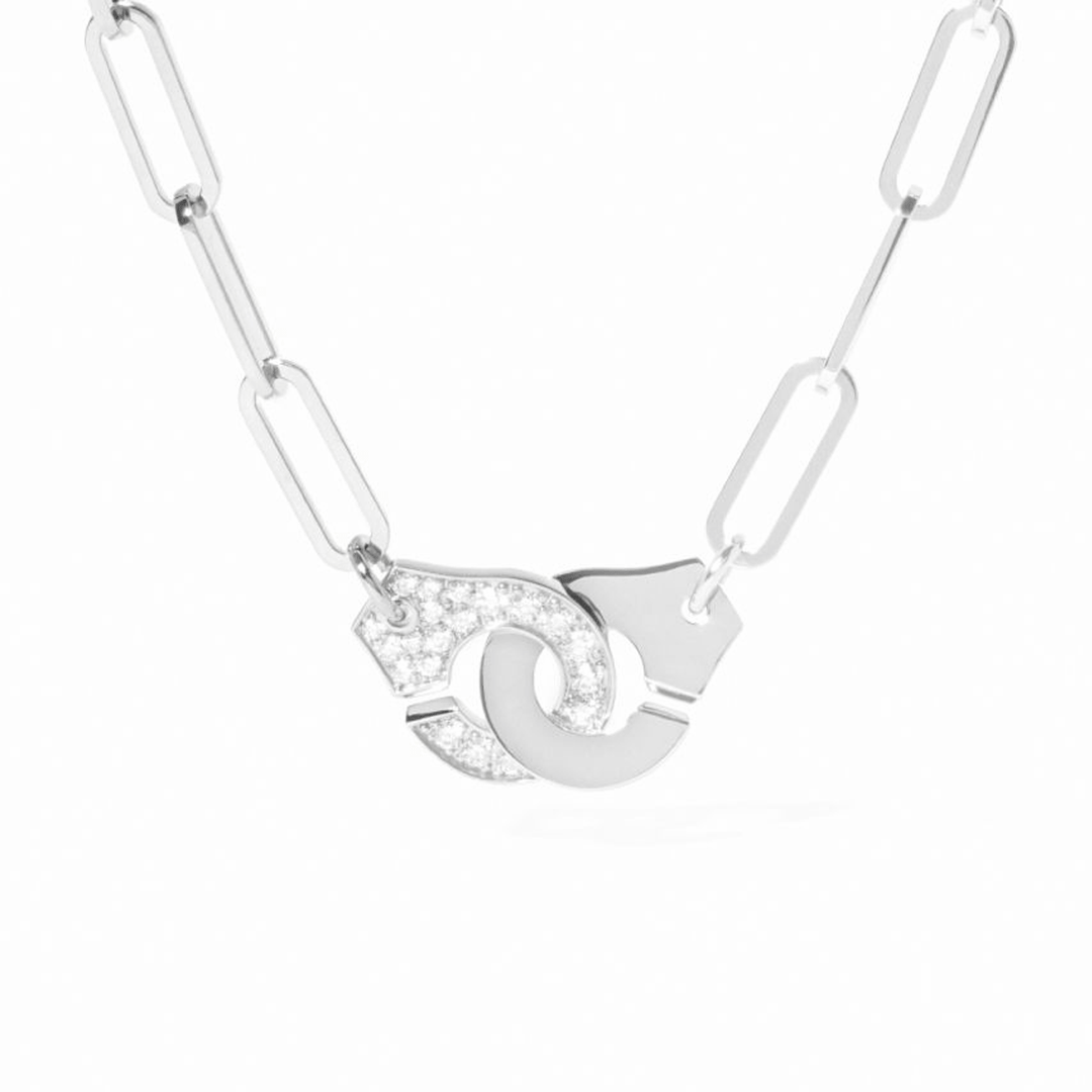 Dinh Van Menottes R13.5 18k White Gold and Diamond Necklace