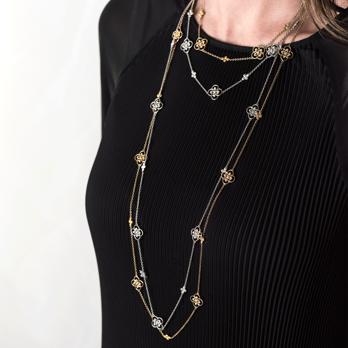 Arabesque 18k Gold 36" Diamond .29 Total Weight Necklace