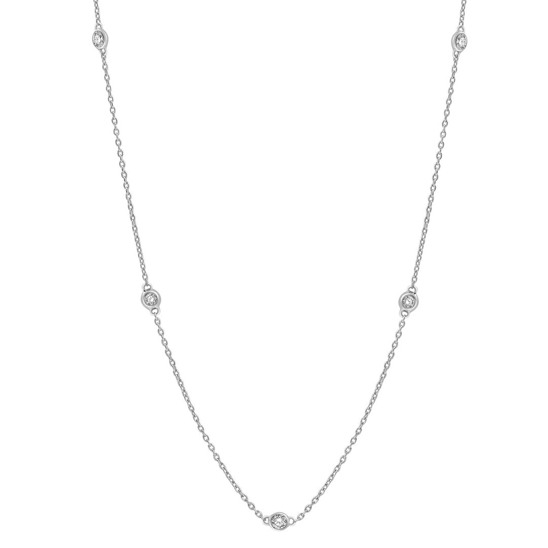 14k White Gold and Diamonds By The Yard .25 Total Weight Necklace