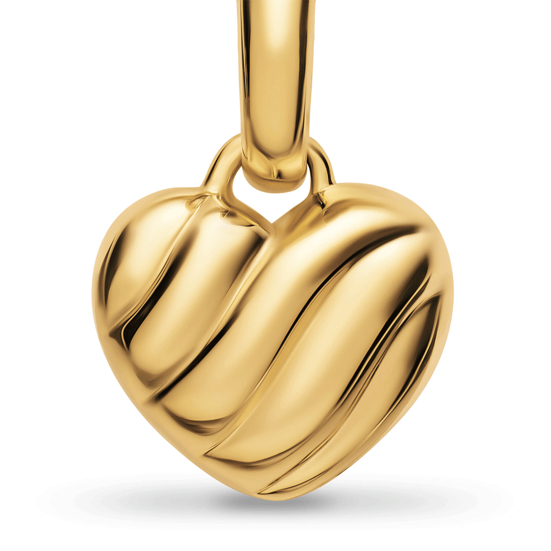David Yurman Petite Puffy Cable Heart Amulet 18k Yellow Gold, 7.4mm