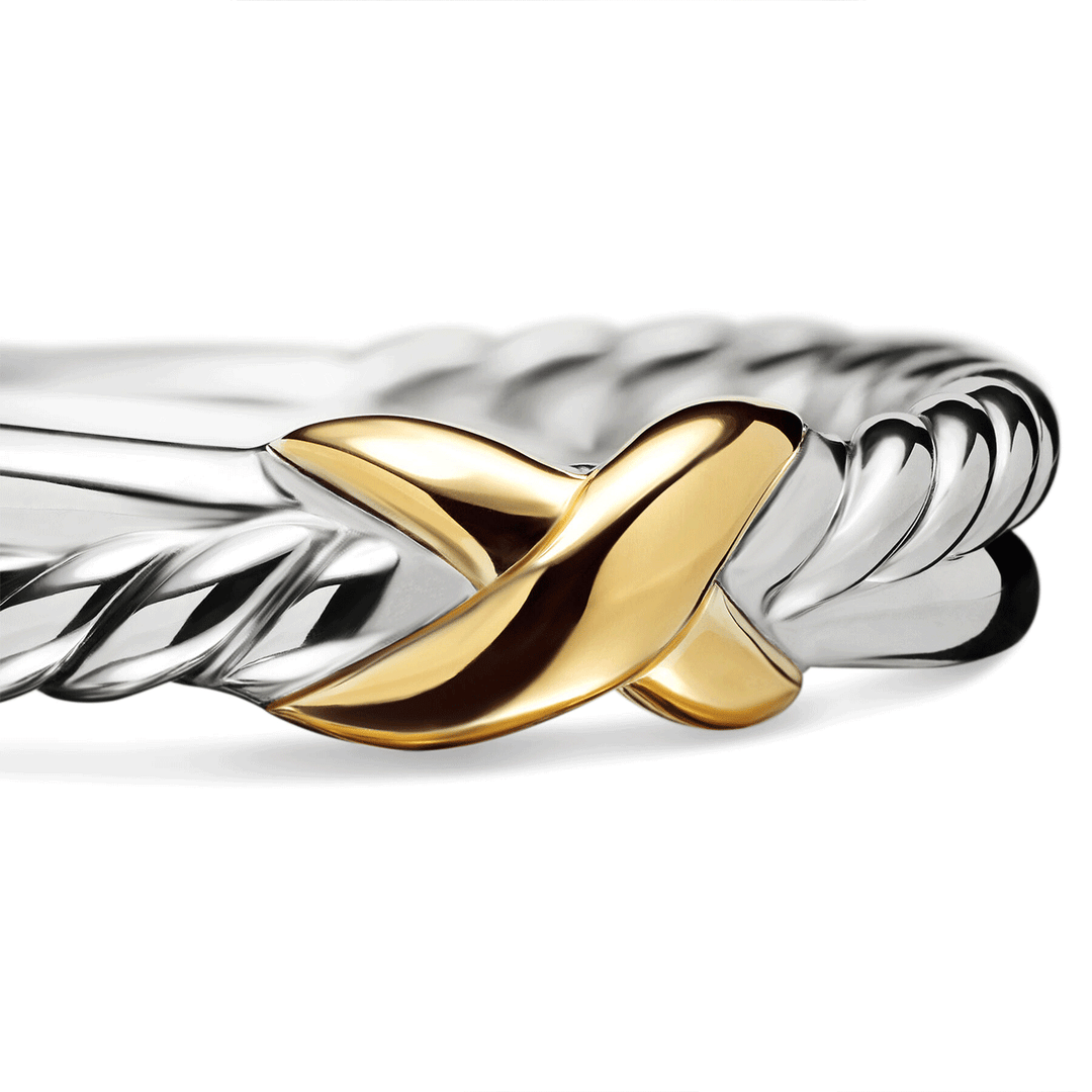 David YurmamPetite X Ring Sterling Silver with 18k Yellow Gold, 4mm