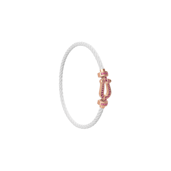 FRED Force 10 White Cord with 18k Rose Pink Sapphire MD Buckle, Exclusively at Hamilton Jewelers