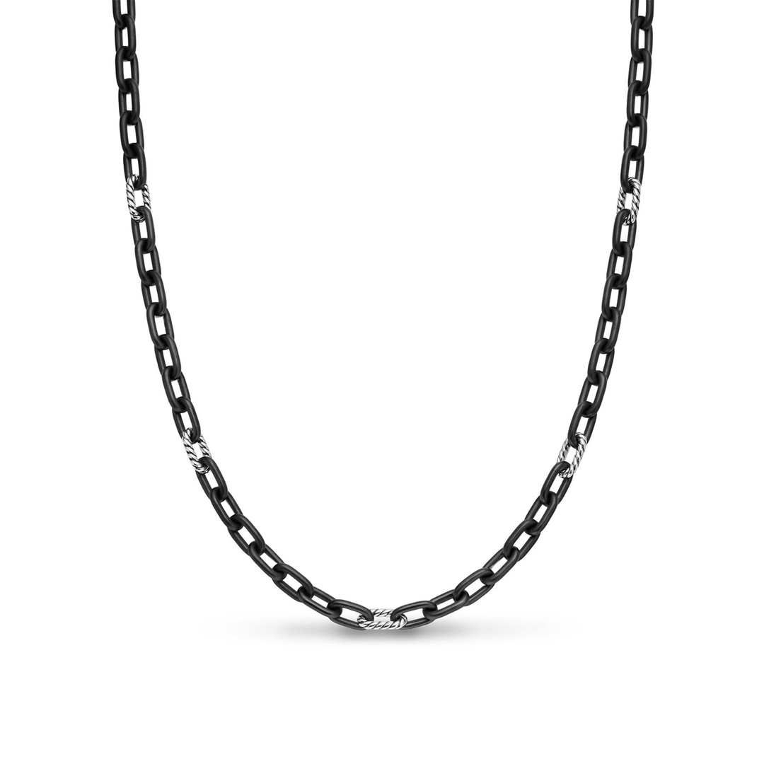 David Yurman DY Madison® Chain Necklace Black Titanium with Sterling Silver