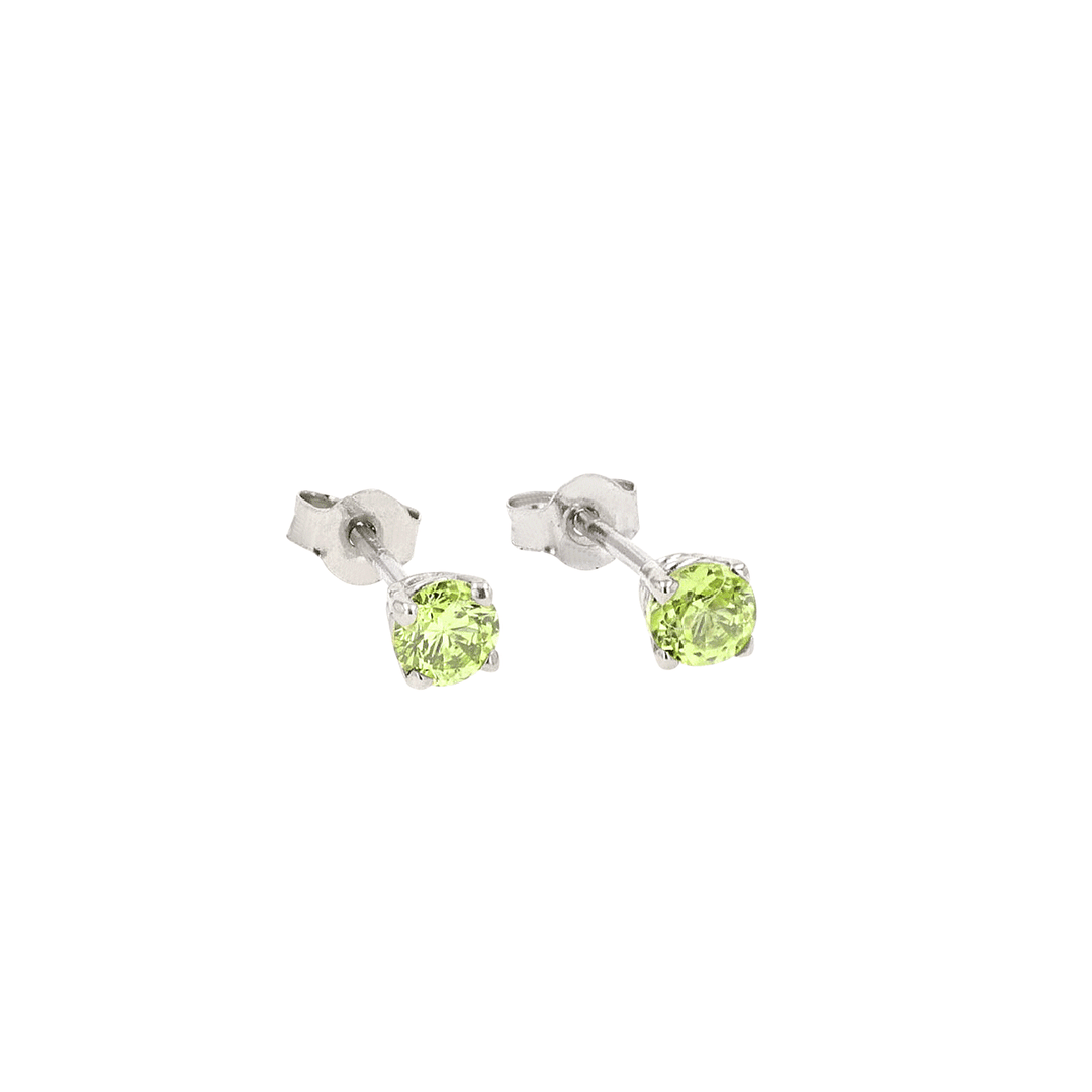 14k White Gold and 4mm Peridot Studs