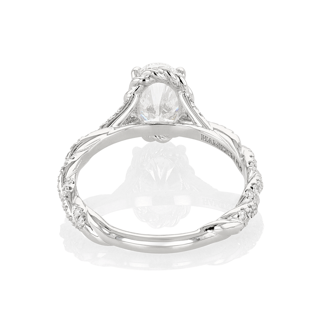 Platinum and 1.50 Total Weight Oval Cut Diamond Twist Engagment Ring