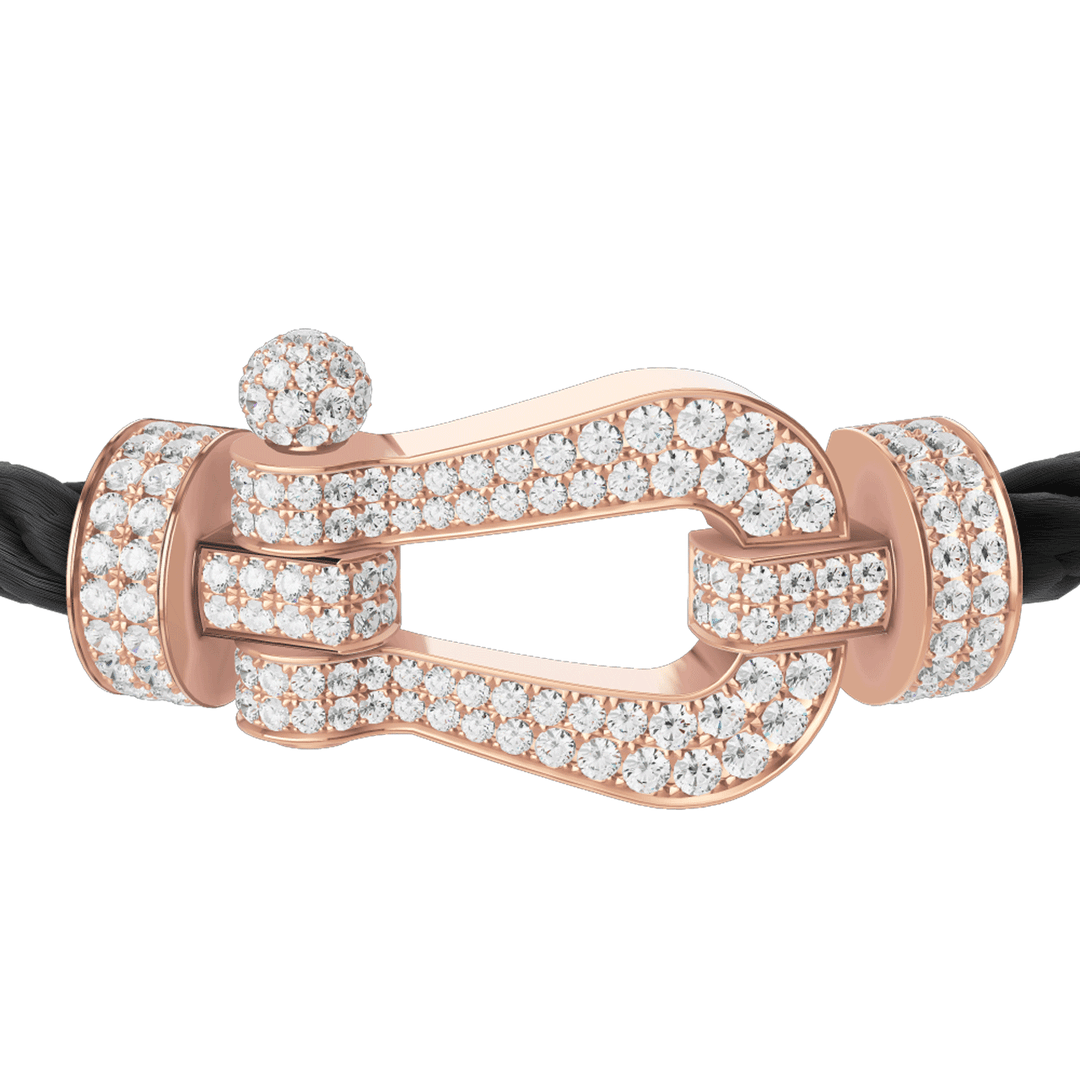 FRED Force 10 Black Cable with 18k Rose Gold Extra LG Full Pave Diamond Buckle, Exclusively at Hamilton Jewelers