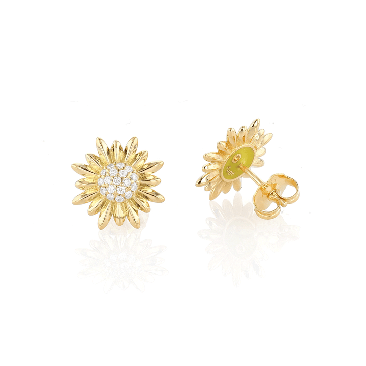 Charms of Hope 18k Gold Sunflower Pave Diamond Earrings