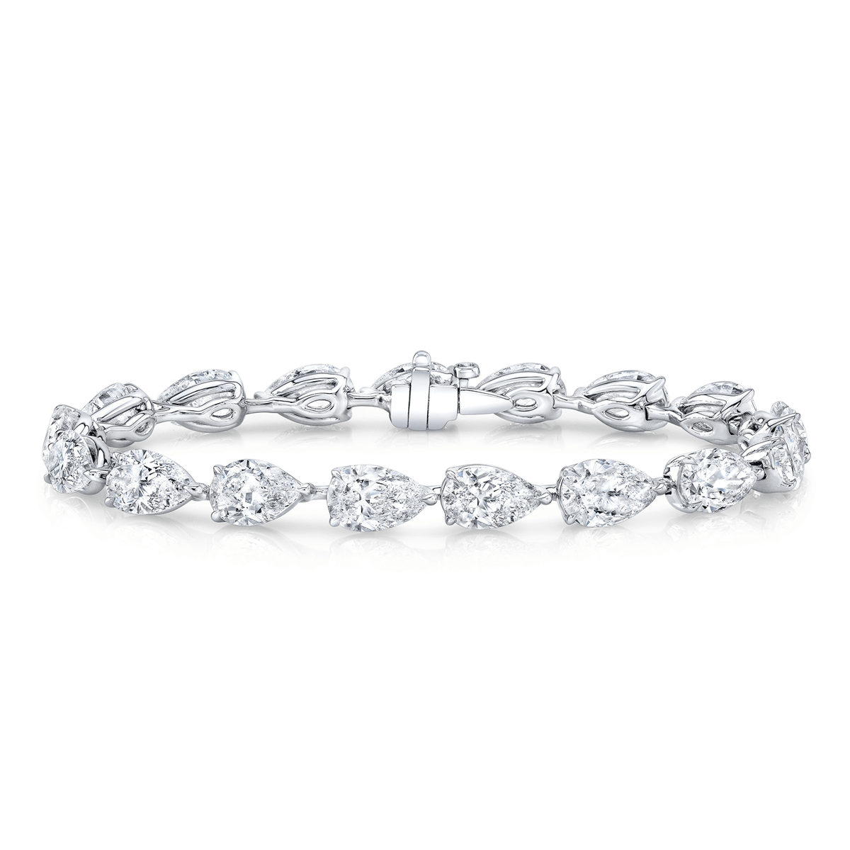 Hamilton Line Collection 18k White Gold and 8.05 Total Weight Pear Shape Natural Diamond Line Bracelet