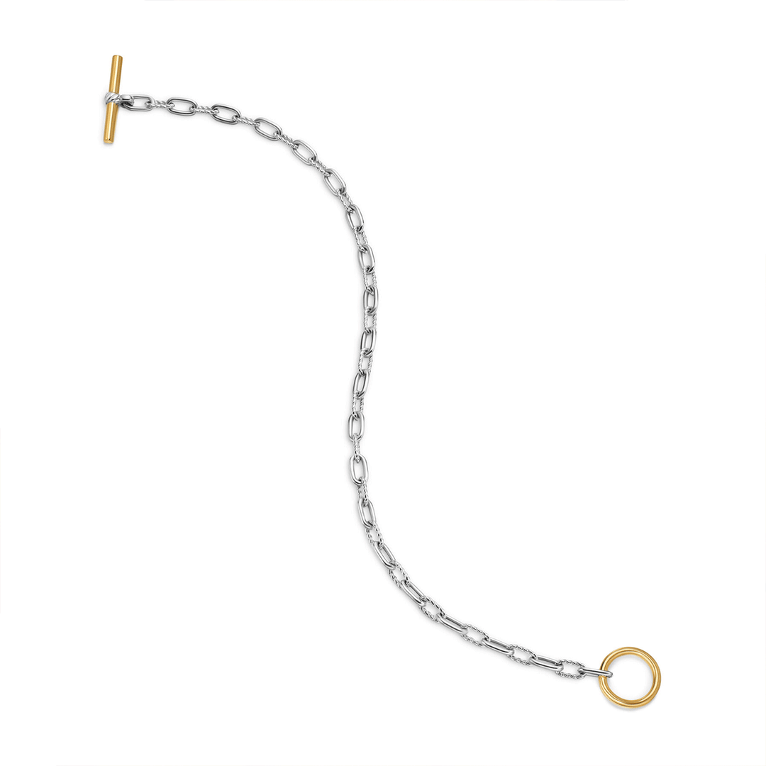 David Yurman DY Madison® Toggle Chain Bracelet Sterling Silver with 18K Yellow Gold, 3mm Medium