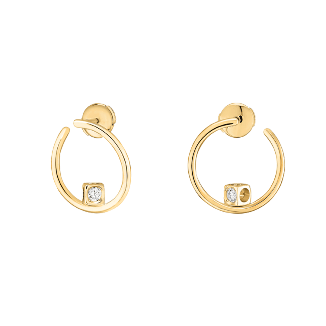 Dinh Van Le Cube 18k Yellow Gold Diamond Hoop Earrings
