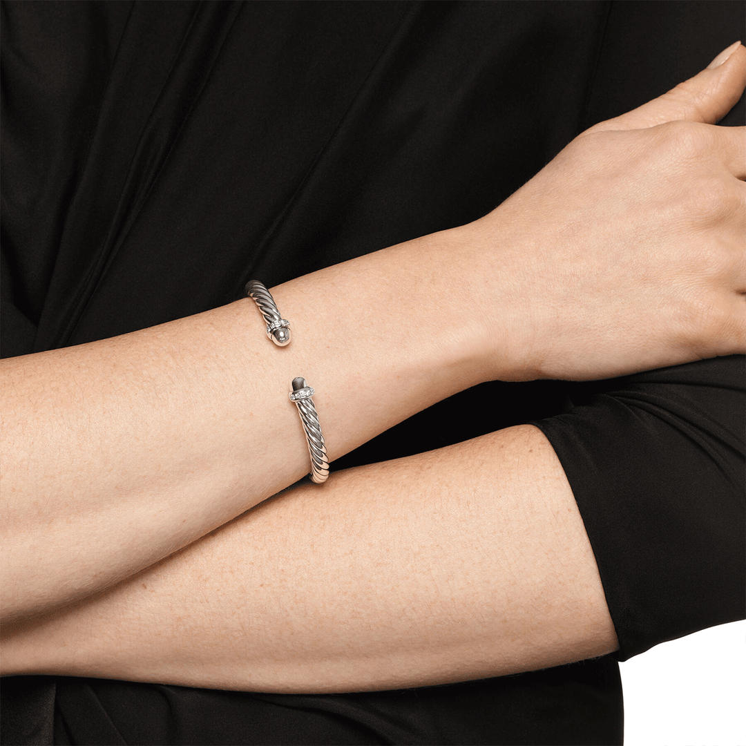 David Yurman Cable Flex® Bracelet Sterling Silver with Diamonds, 6mm Medium