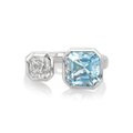18k White Gold and 3.13 Total Weight Aquamarine Diamond Two Stone Ring