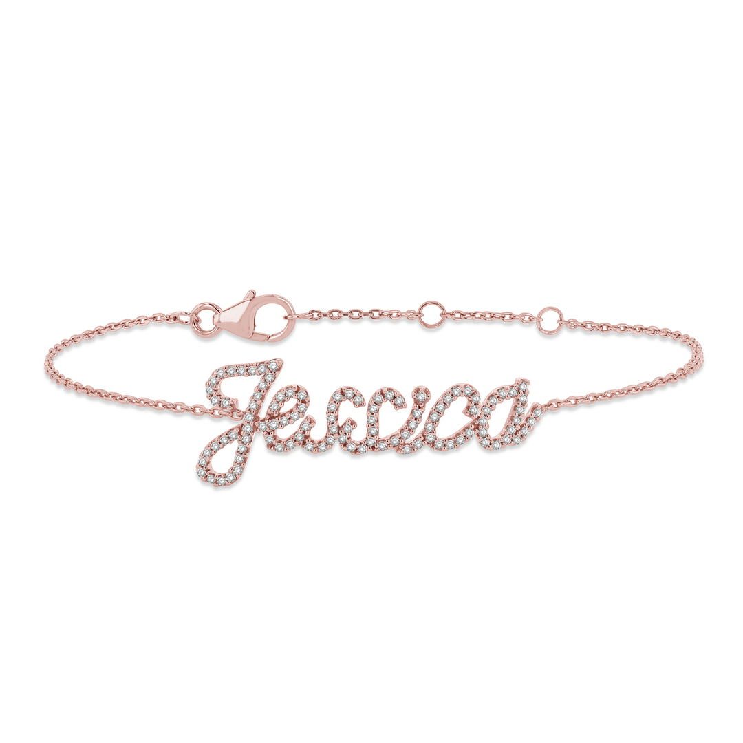 Hamilton Collections 14k Rose Gold and Diamond Script Letter Name Bracelet