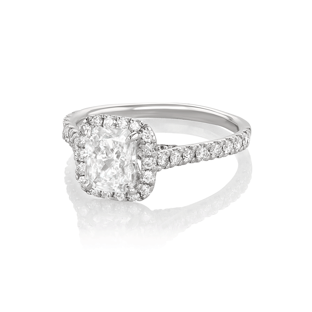 Hamilton Lisette Collection Platinum and Radiant Cut Diamond 1.50 Total Weight Engagement Ring