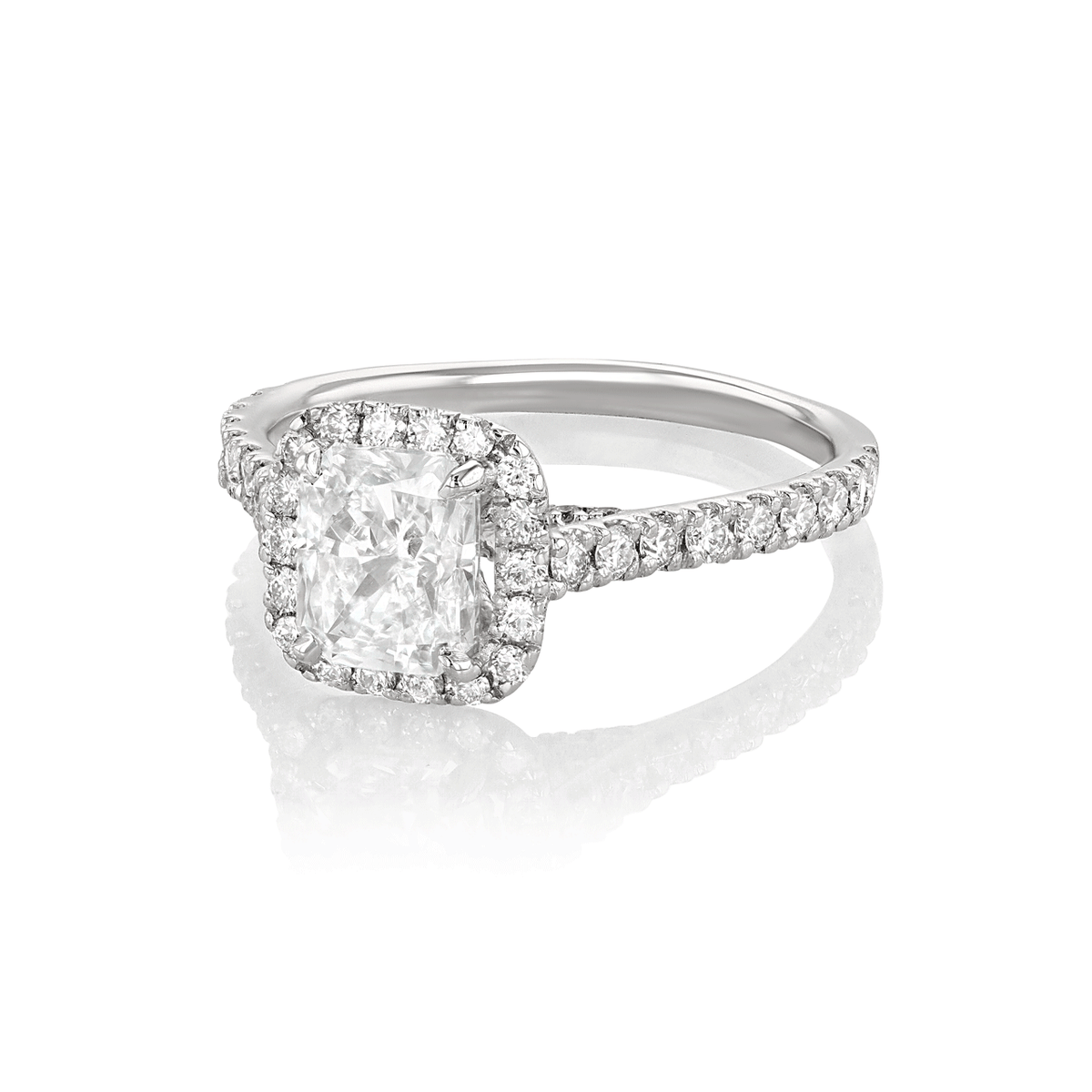 Hamilton Lisette Collection Platinum and Radiant Cut Diamond 1.50 Total Weight Engagement Ring