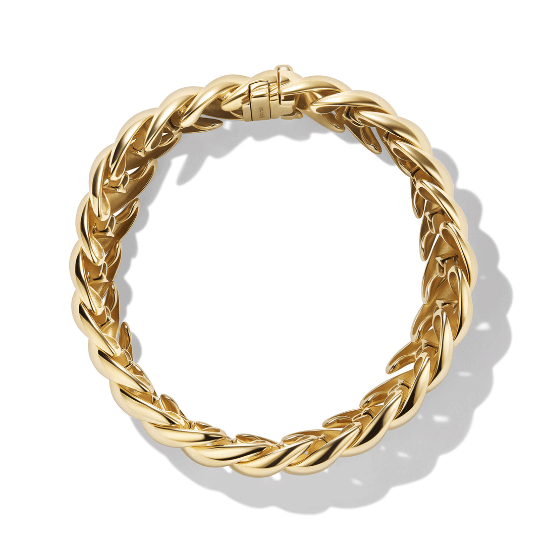 David Yurman Sculpted Cable Bracelet in 18k Yellow Gold,14mm Medium