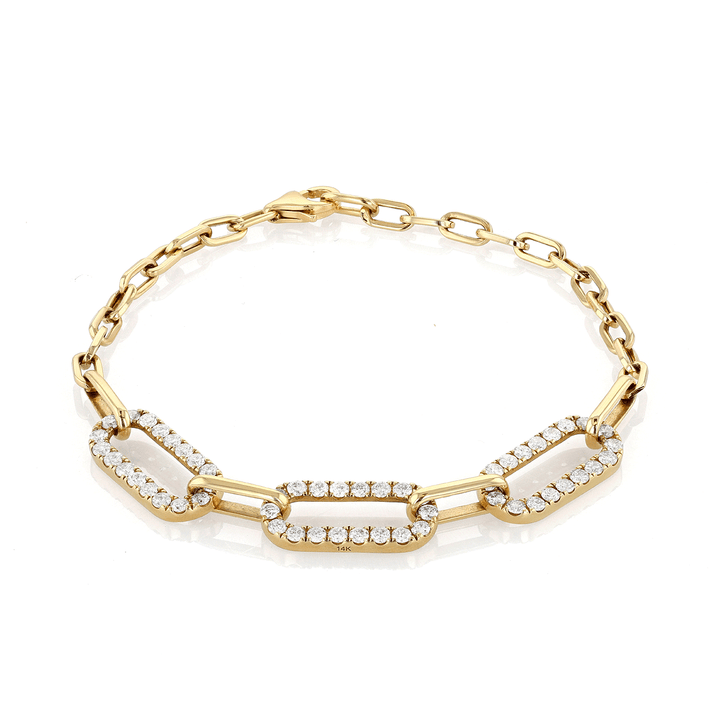 14k Yellow Gold and Diamond Link Bracelet