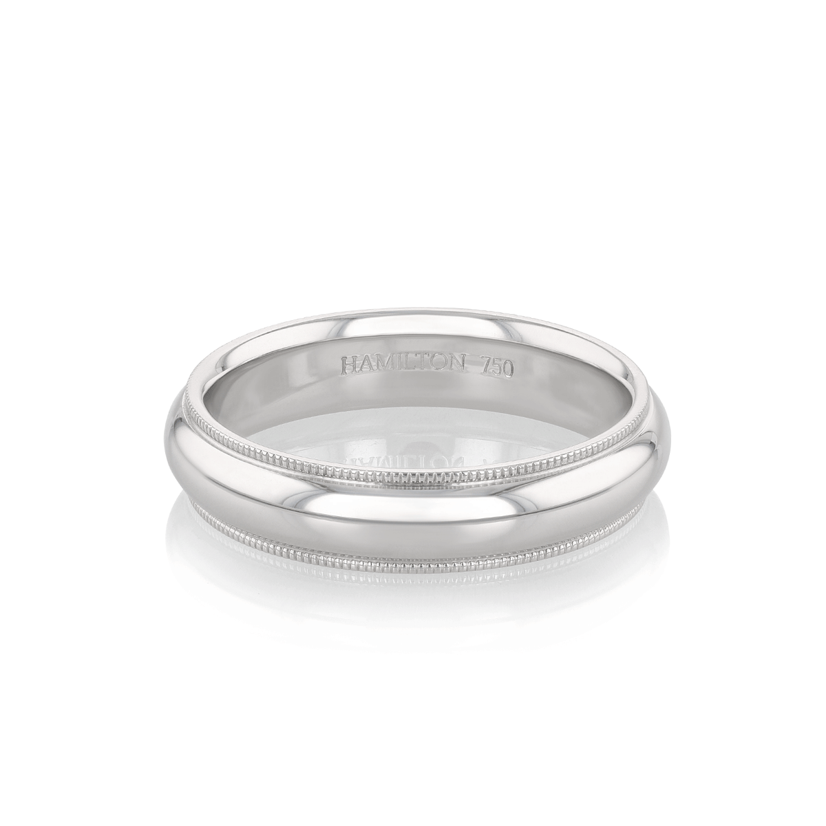 Hamilton Collection 18k White Recycled Gold 5mm Milgrain Comfort Fit Wedding Band