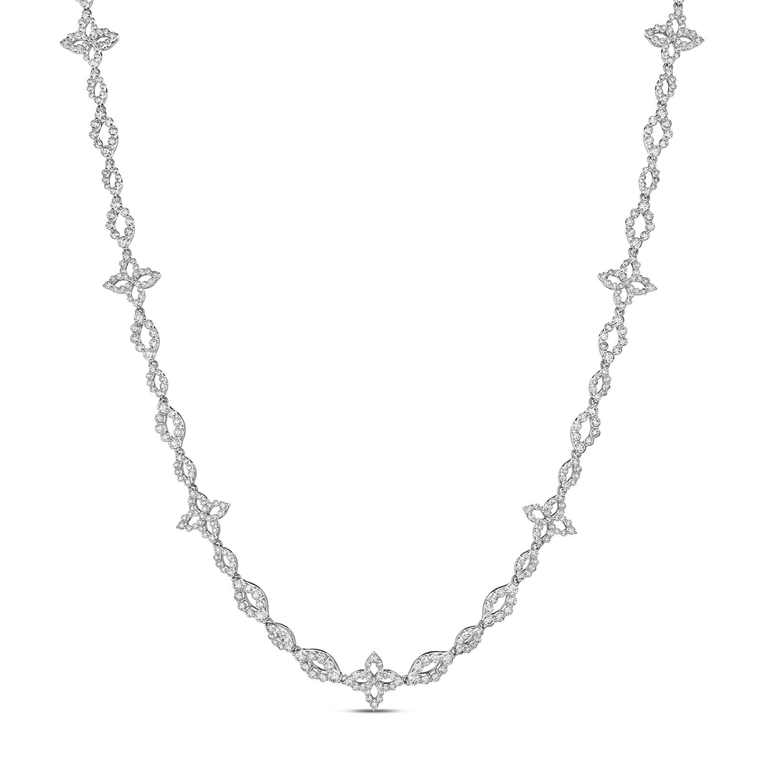 Roberto Coin Princess Flower 18k White Gold and Diamond Necklace