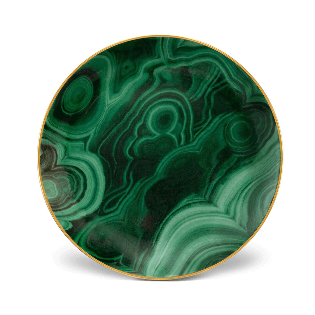 L'Objet Malachite Canape Plate Set of 4