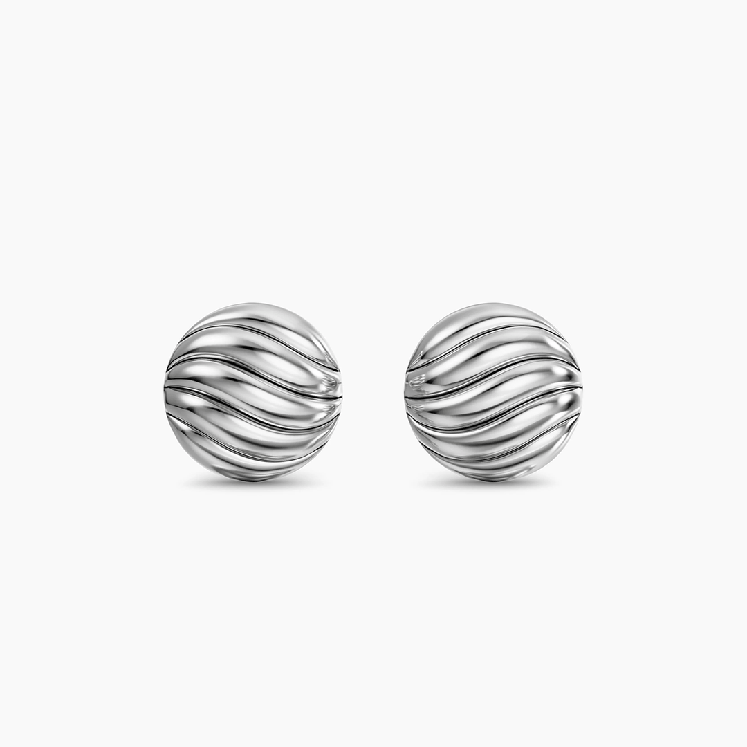 David Yurman Sculpted Cable Stud Earrings Sterling Silver, 9mm
