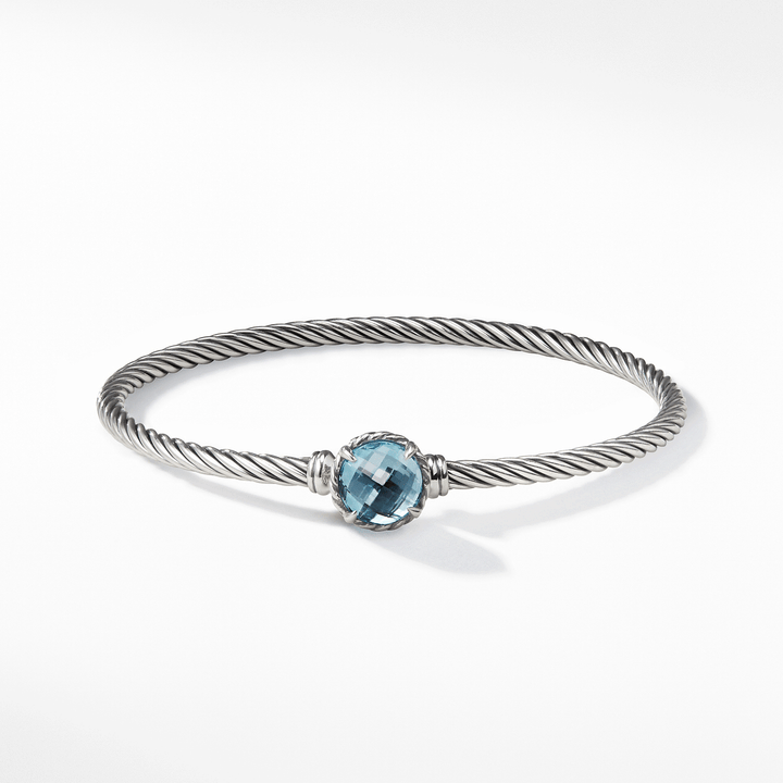 David Yurman Petite Chatelaine Bracelet Sterling Silver with Blue Topaz, 3mm