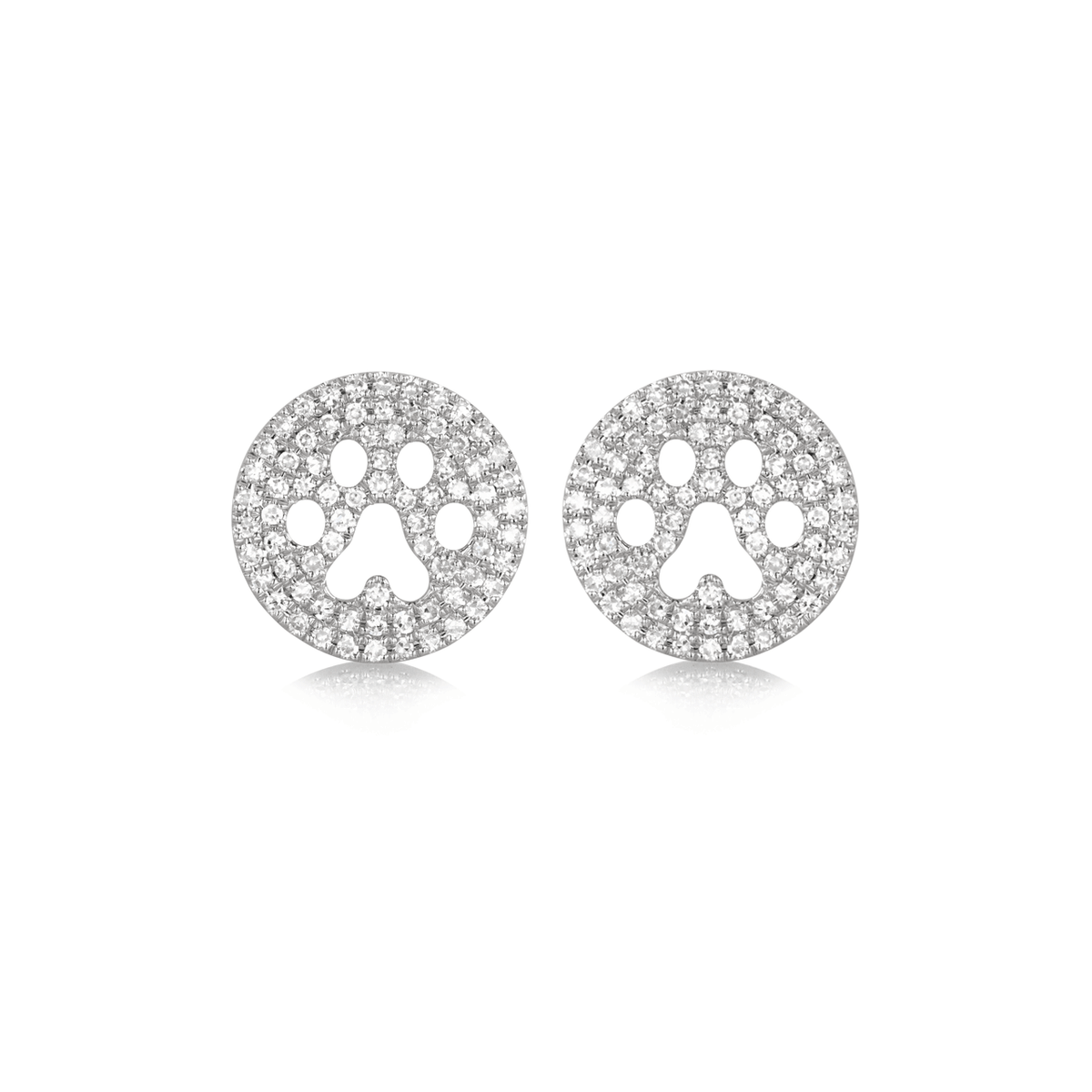 14k White Gold and Diamond .40 Total Weight Paw Print Earrings