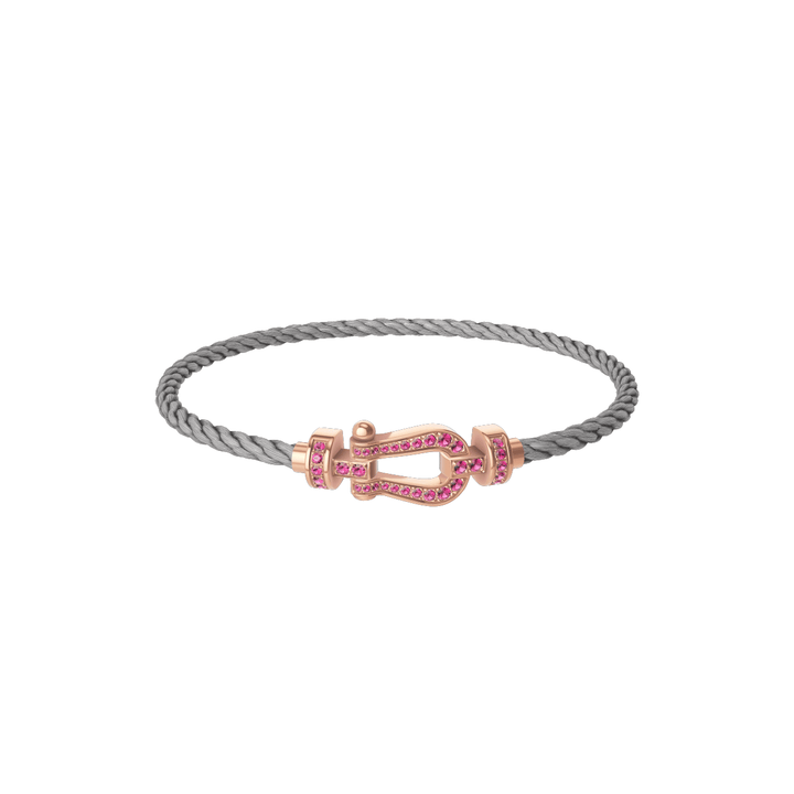 FRED Force 10 Steel Cord with 18k Rose Pink Sapphire MD Buckle, Exclusively at Hamilton Jewelers