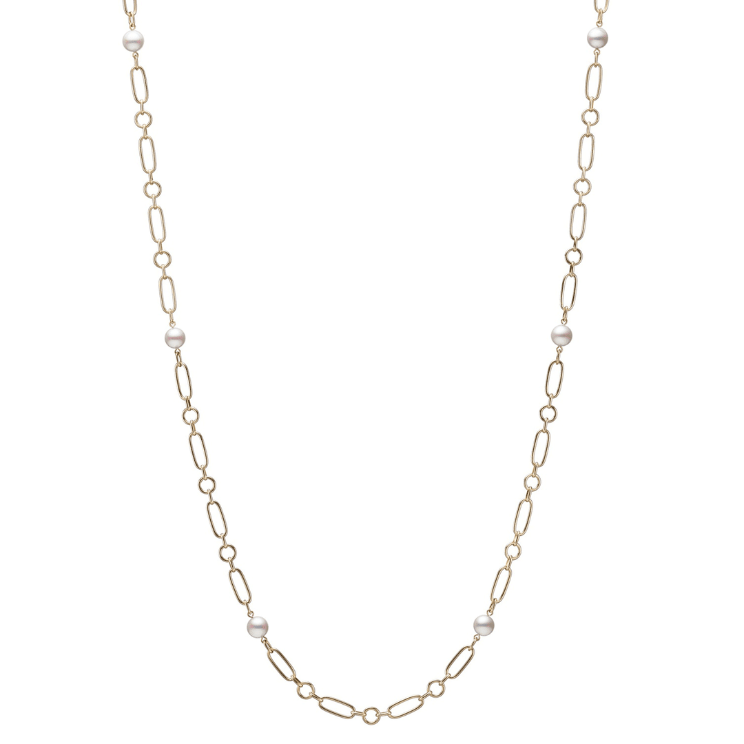 Mikimoto M Code 18k Yellow Gold Akoya Cultured Pearl Necklace