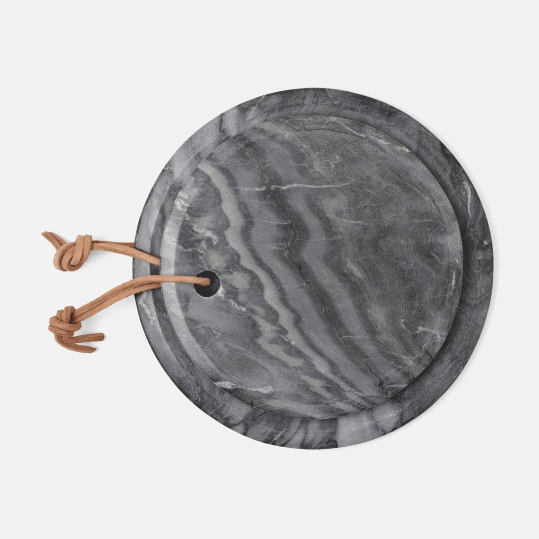 Gray Marble Round Serving Board