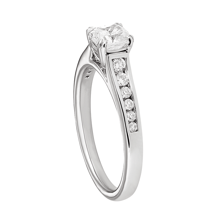 Hamilton Cherish Collection 18k White Gold and 0.75 Total Weight Cushion Cut Diamond Channel Set Engagement Ring
