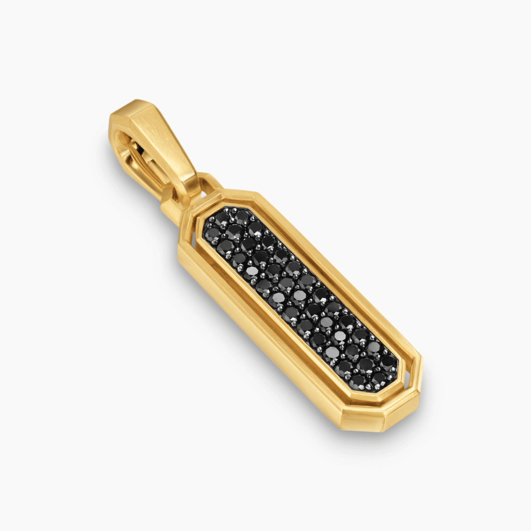 David Yurman Streamline Inlay Amulet 18k Yellow Gold with Black Onyx and Black Diamonds, 30.7mm