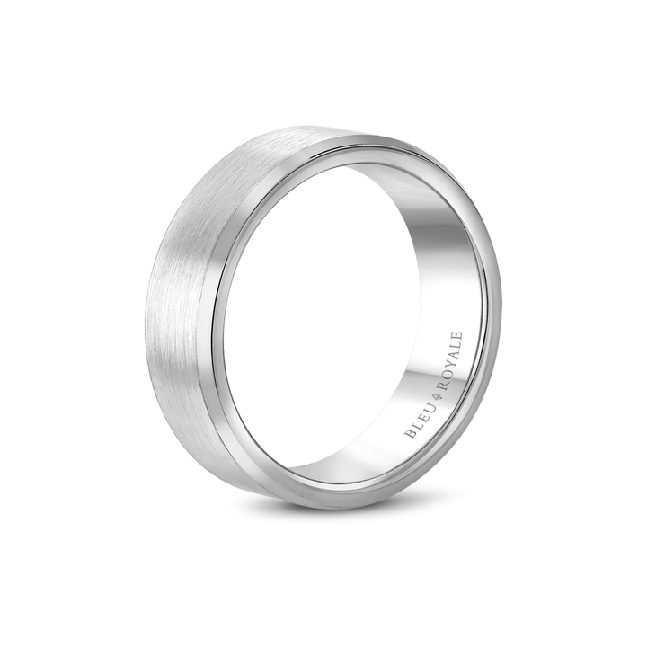 14k White Gold 6.5mm Polished and Satin Wedding Band