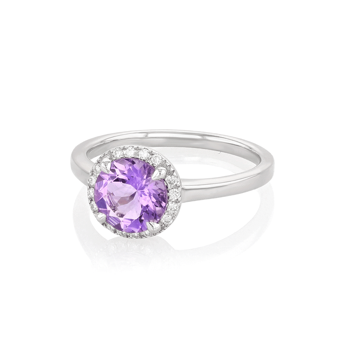Lisette 18k Gold Amethyst 1.14 Total Weight and Diamond Ring