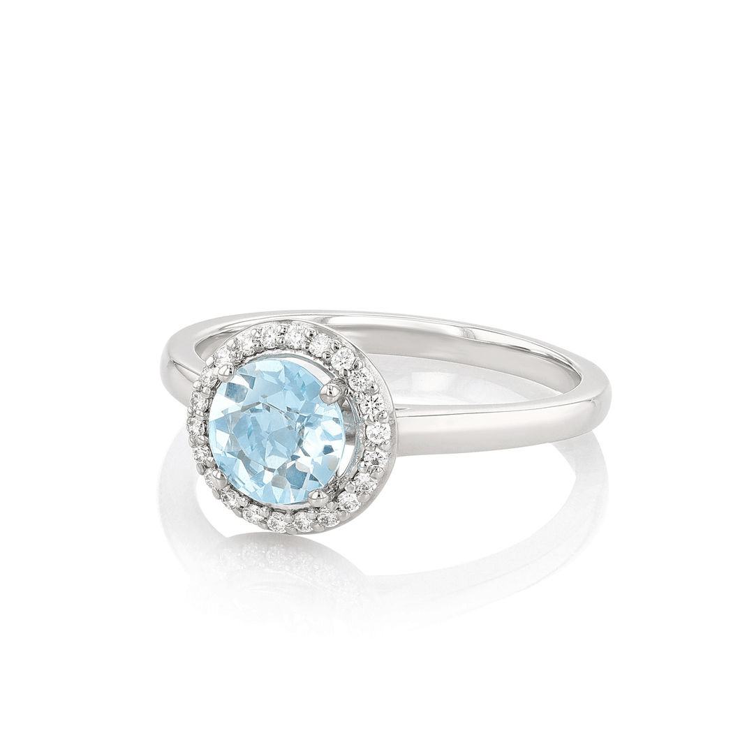 Hamilton Lisette Collection 14k White Gold and 1.30 Total Weight Blue Topaz Diamond Ring