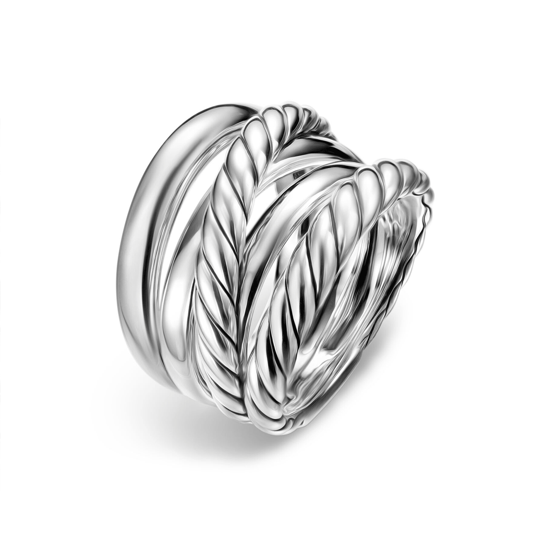 David Yurman Crossover Five Row Ring Sterling Silver, 17.5mm
