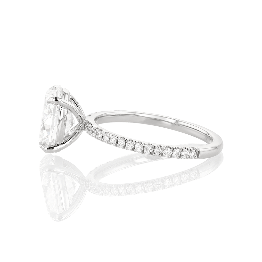 Platinum and 2.60 Total Weight Oval Shape Solitaire Diamond Ring