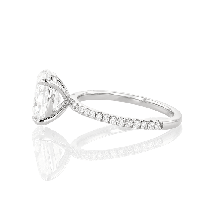 Platinum and 2.60 Total Weight Oval Shape Solitaire Diamond Ring
