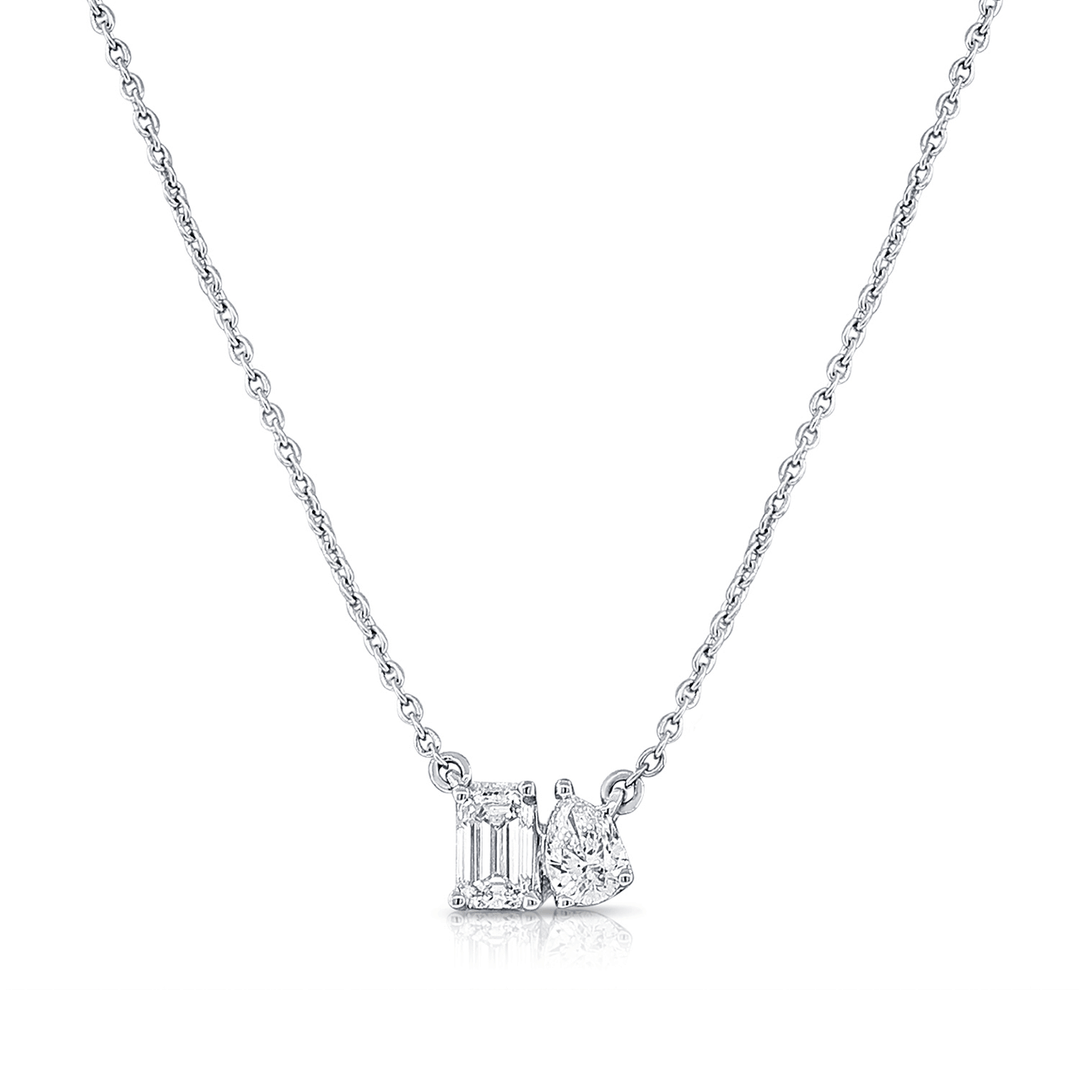14k White Gold and 0.41 Total Weight Two Diamond Pendent
