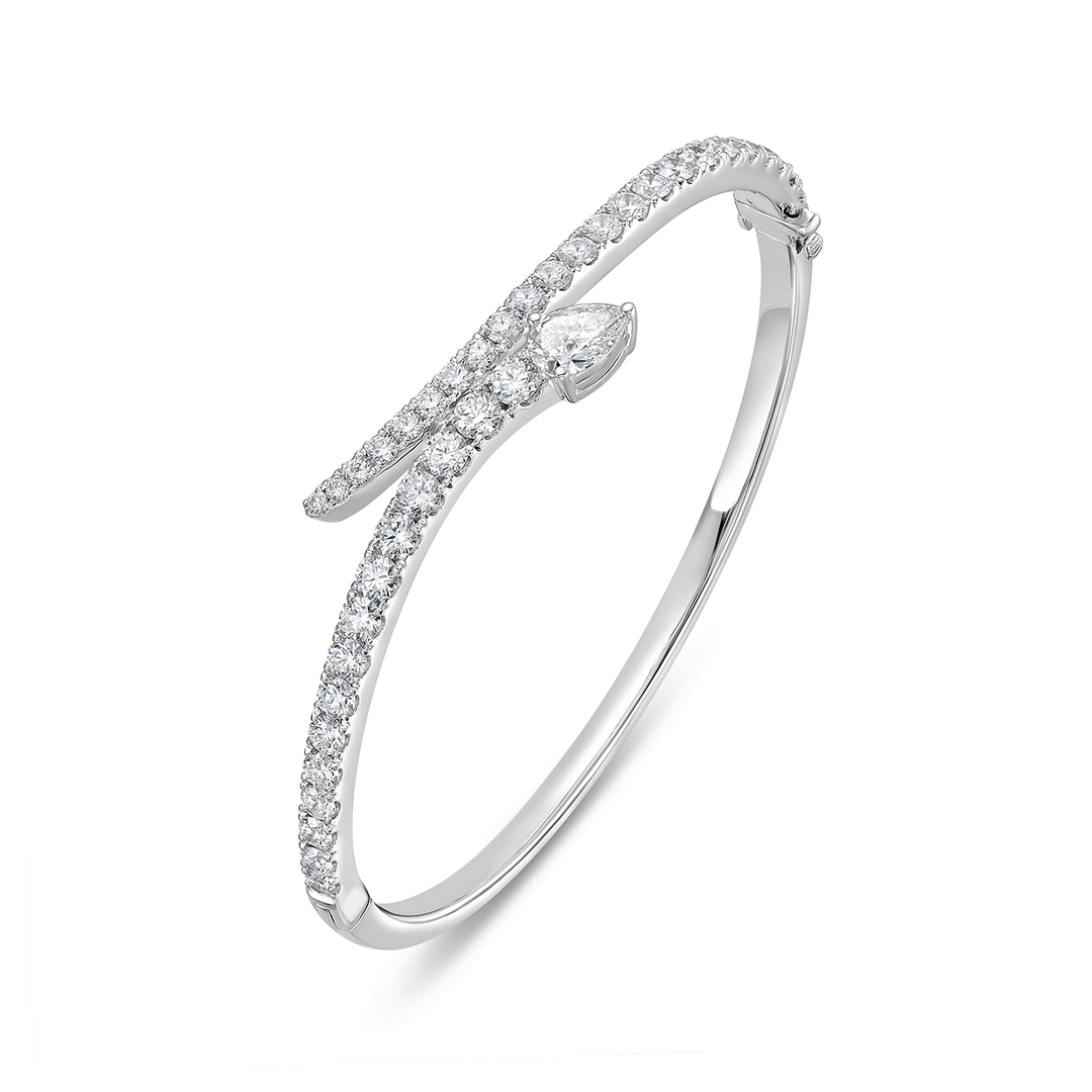 Charles Krypell 18k White Gold and 3.47 Total Weight Diamond Serpenti Bracelet